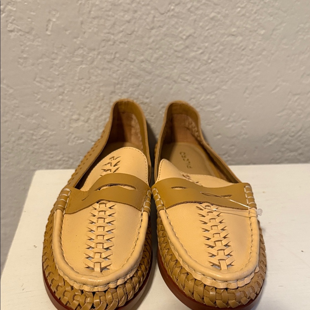 Pilcro Anthropologie‎ Woven Slip On Loafers Tan Leather New Women's Size 7 - Picture 5 of 8